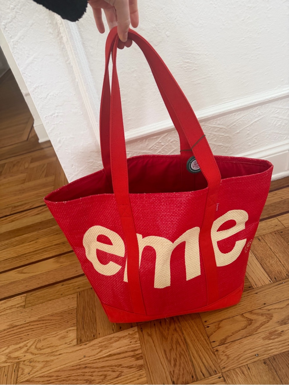 Authentic Supreme Raffia Tote Bag - Picture 2 of 4